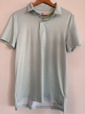 all in motion Mint Green and White Striped Men's Polo